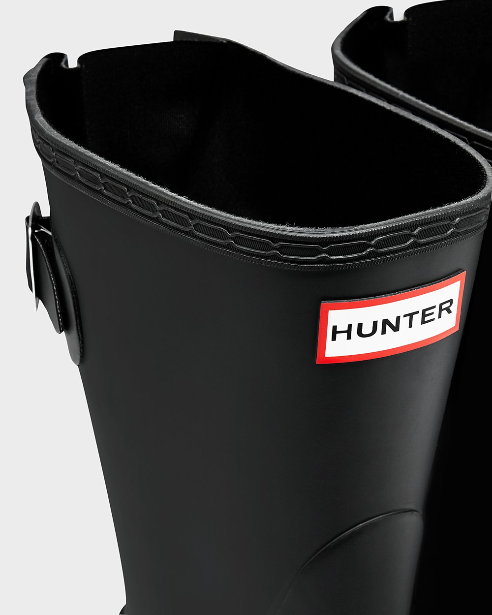 Womens Short Rain Boots - Hunter Original Back Adjustable (49AYZKIVJ) - Black